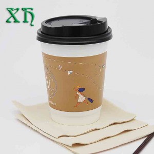 12oz Персонализирани двойни чаши за хартия за кафе хартиена чаша за хартия